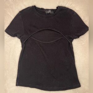 Bershka Ribbed Cut Out Black Crop Top